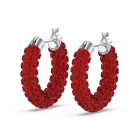 Tigris hoop earrings, Red, Rhodium plated